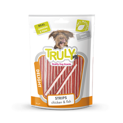 Truly Strips Soft Snacks Kylling & Fisk. Godbidder til hunde. 90 g